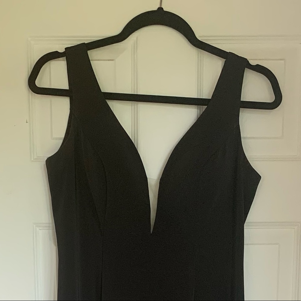 Long black dress.